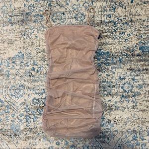 Nude Glitter Ruched Dress